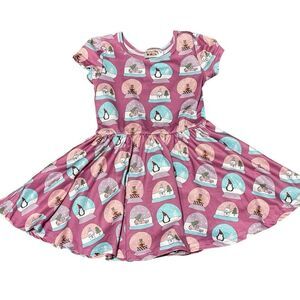 Dot Dot Smile Short Sleeve Holiday Twirl Dress Purple Pink Blue Size 2T